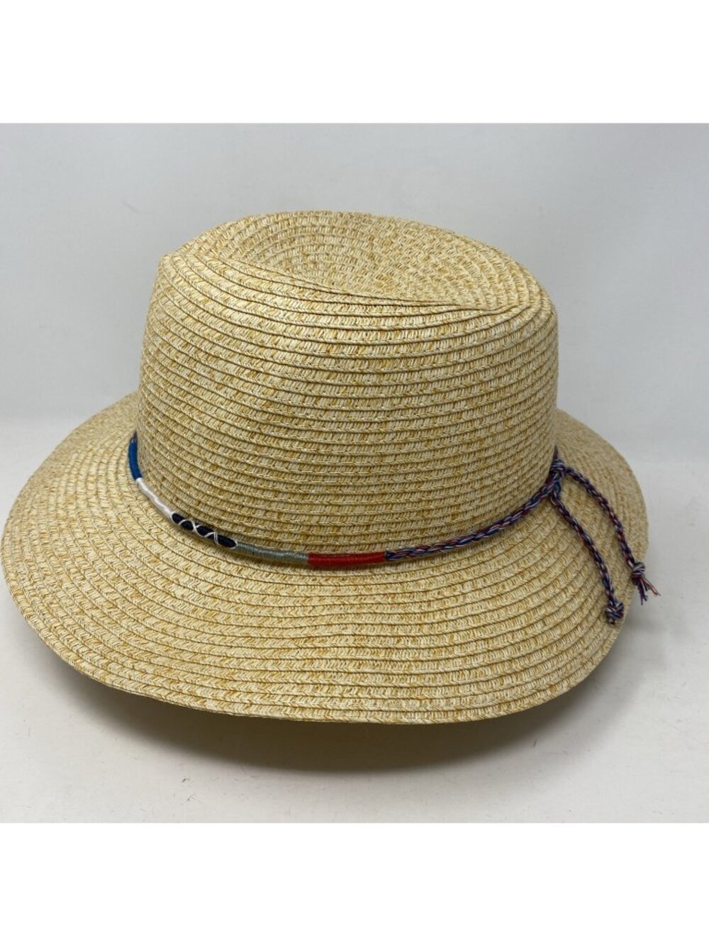 Lucky Brand Friendship Panama Hat Paper Polyester Blend Braided Band NWT